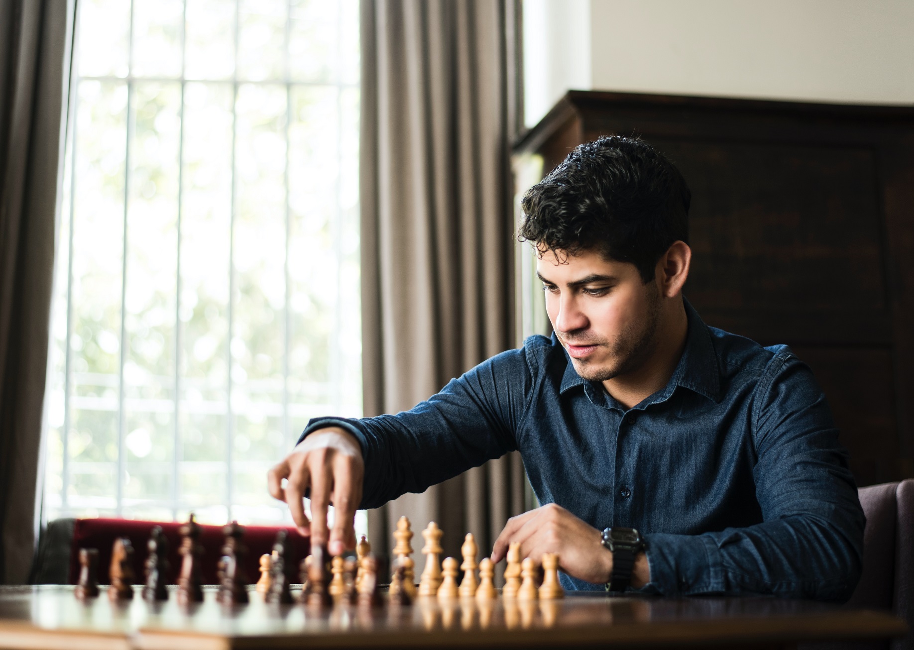 Two kids playing chess